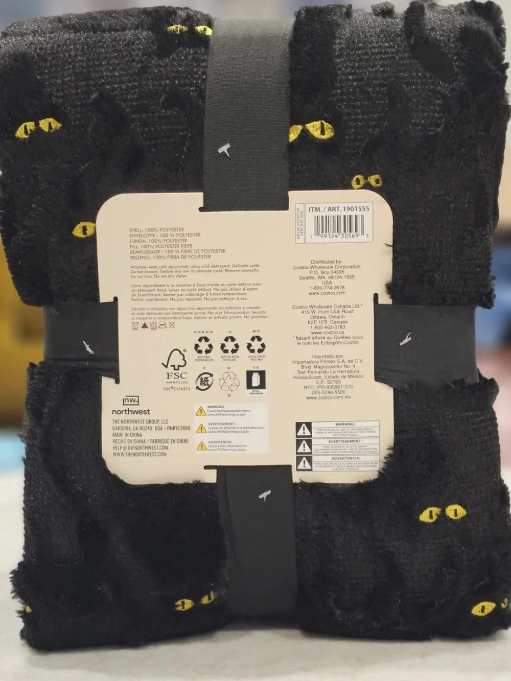 NWT Costco Halloween Faux Fur Throw Blanket Black Cat 🐈‍⬛ 🖤